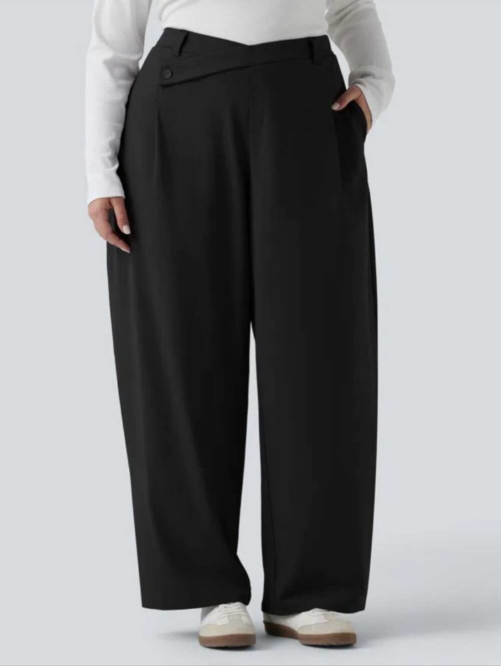 Halara Flex DayStretch Asymmetric High Waisted Barrel Leg Black Size 2XL